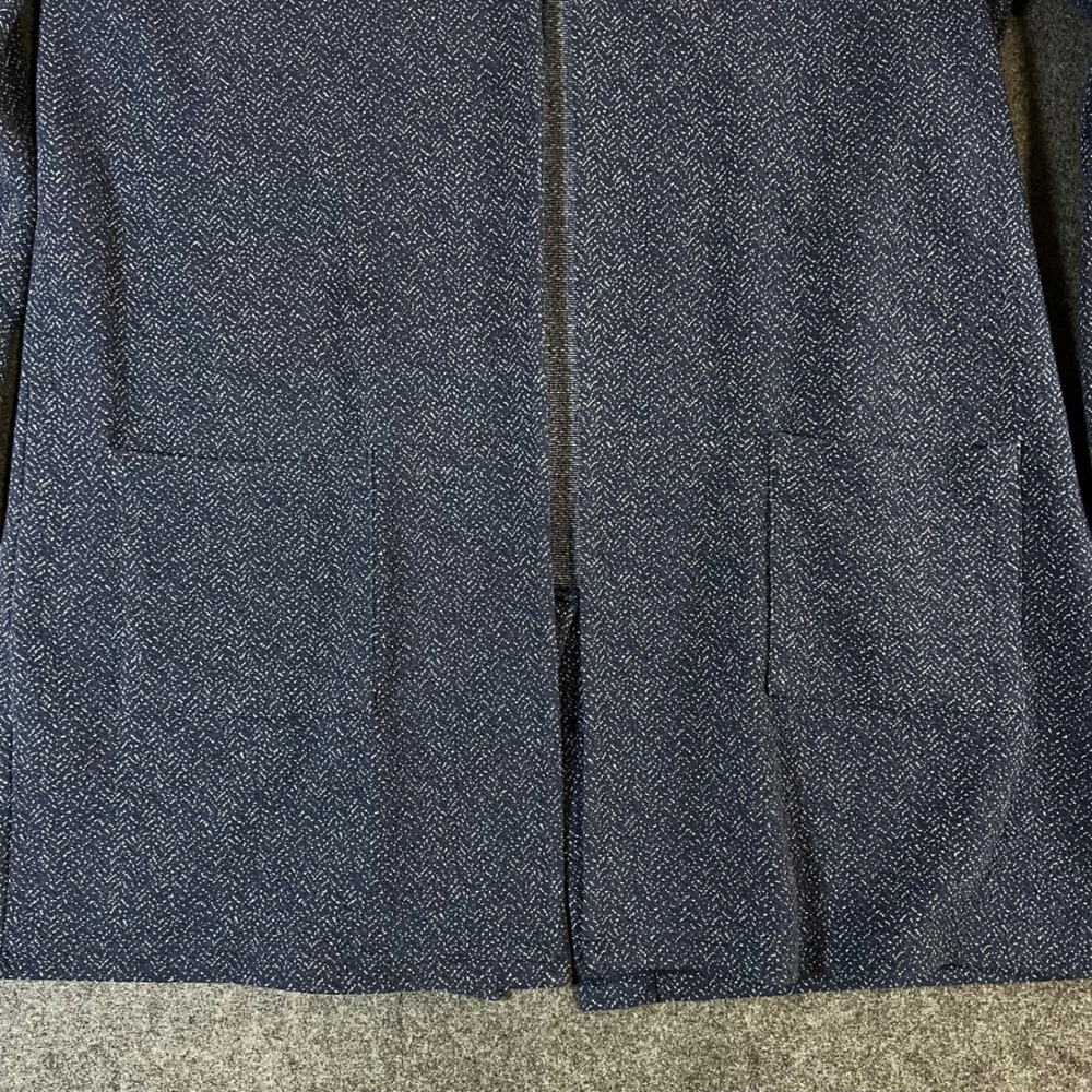 Lucky Brand Navy Blue White Herringbone Open Front Cardigan Jacket XL - Picture 9 of 13